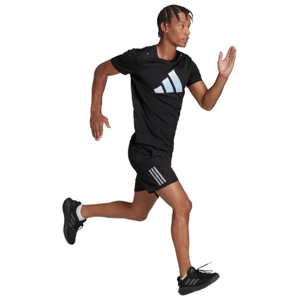 Adidas Run Icons 3 Bar Logo Mens Running T-Shirt - Black