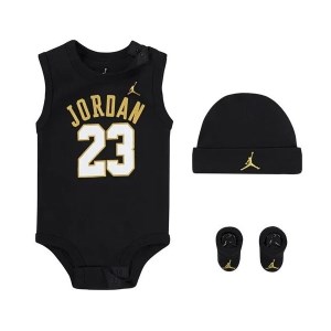 Jordan 23 Infant Bodysuit/Beanie/Bootie Set - Black/Gold