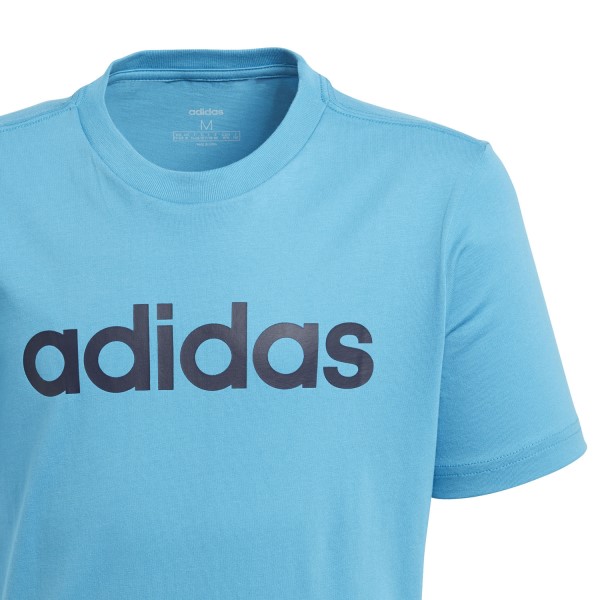 Adidas Essentials Linear Logo Kids Boys T-Shirt - Shock Cyan/Legend Ink