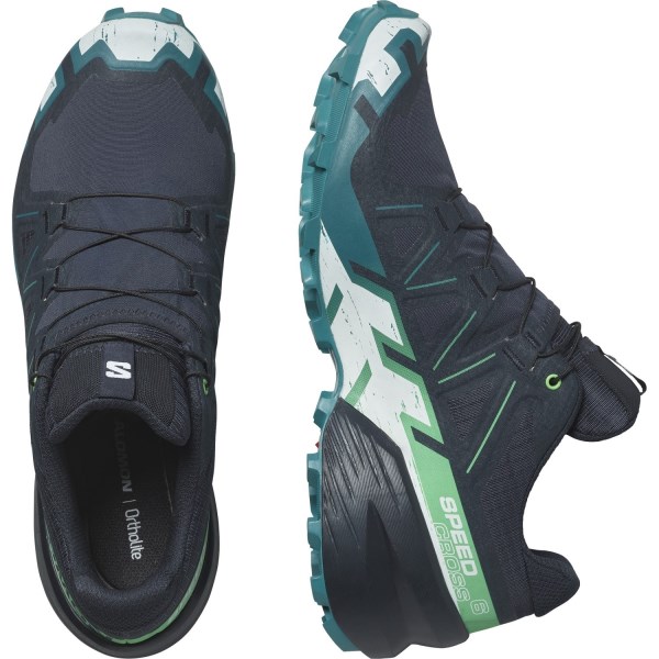Salomon Speedcross 6 - Mens Trail Running Shoes - Carbon/Tahitian Tide/White