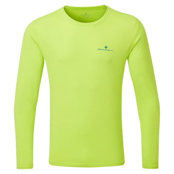 Ronhill Core Mens Long Sleeve Running T-Shirt - Acid Lime/Prussian Blue