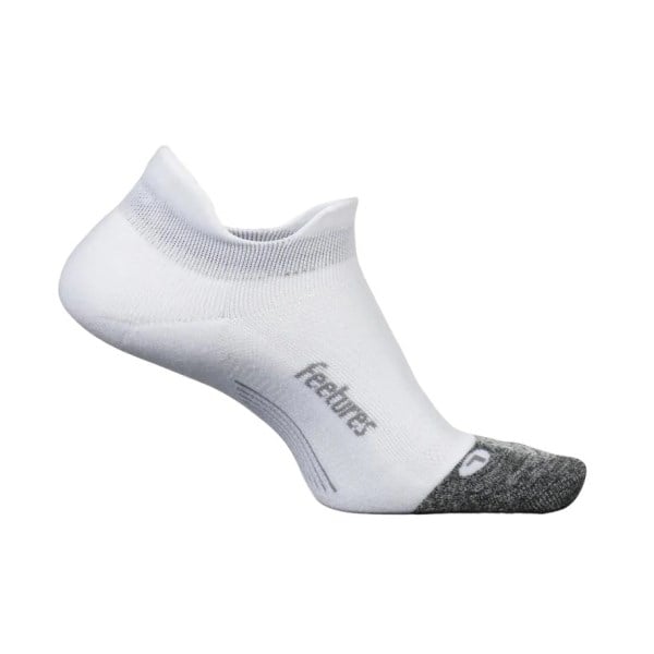 Feetures Elite Light Cushion No Show Tab Running Socks - White