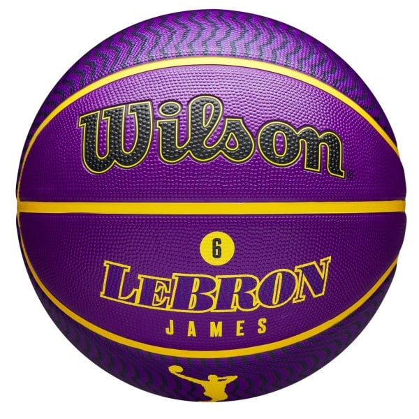 Wilson NBA LA Lakers LeBron James Player Icon Outdoor Basketball - Size 7 - Purple/Yellow