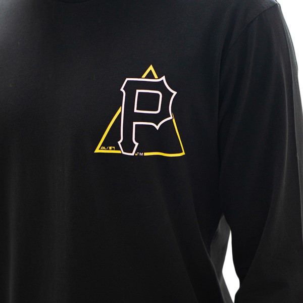Majestic Pittsburgh Pirates Dymon Mens Long Sleeve Baseball T-Shirt - Black