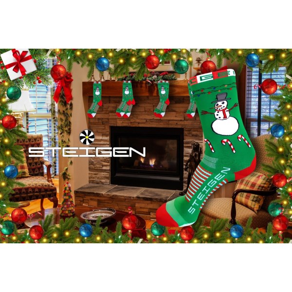 Steigen Christmas Three Quarter Length Running Socks - Christmas Green