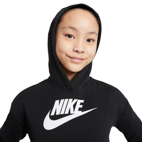Nike Sportswear Club Fleece Kids Girls Hoodie - Black/White