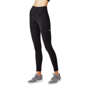 Running Bare Power Moves Ab Waisted Womens Full Length Training Tights With Pockets - Black