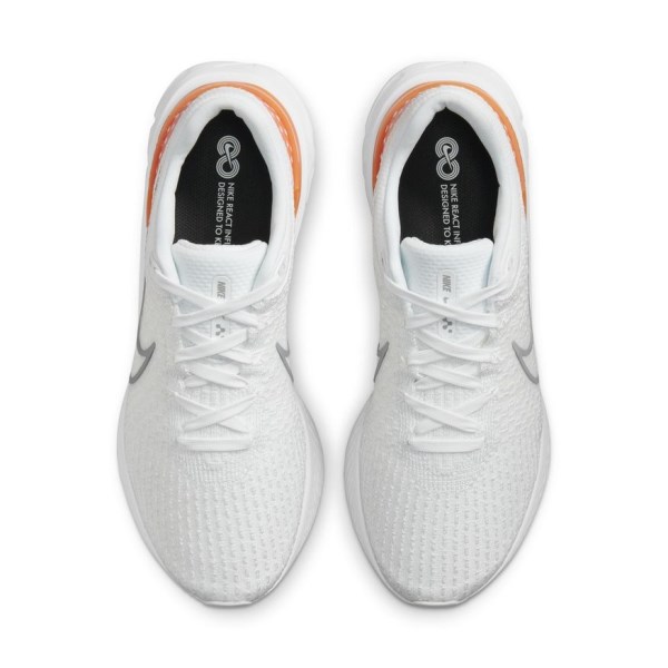 Nike React Infinity Run Flyknit 3 - Mens Running Shoes - White/Particle Grey/Kumquat Photon Dust