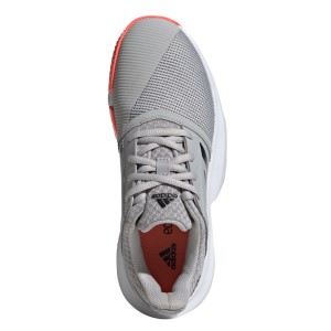 Adidas CourtJam XJ - Kids Tennis Shoes - Grey/Core Black/Signal Coral