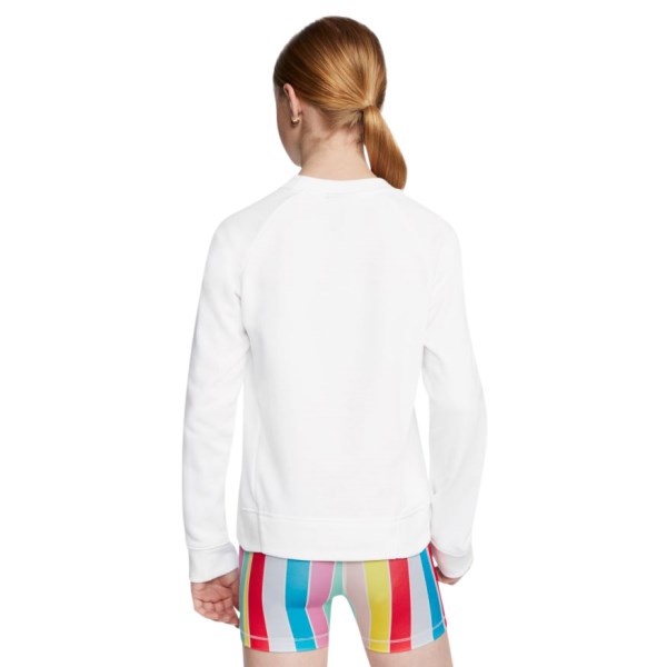 Nike Sportswear Graphic Crew Kids Girls Sweatshirt - White/Magic Flamingo