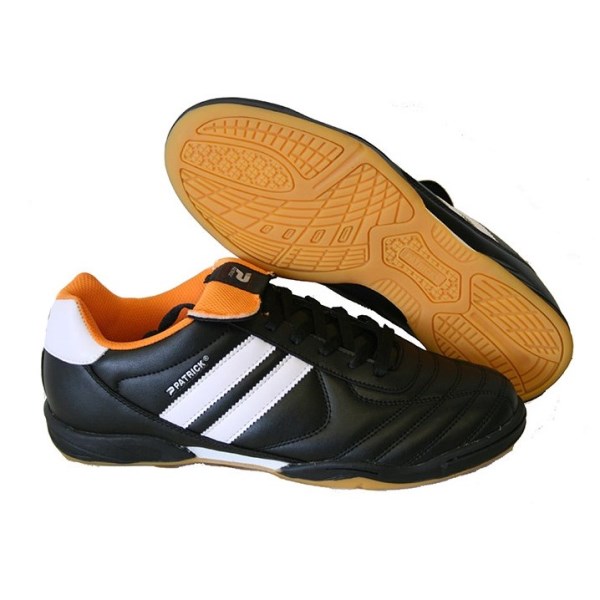 Patrick Indoor - Mens Indoor Soccer Shoes - Black/White/Orange