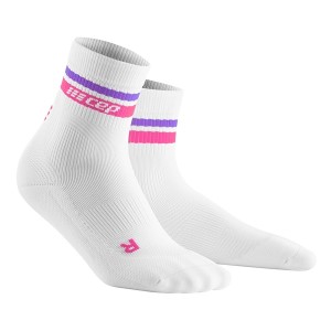 CEP Limited Edition 80s Style Mid Cut Socks - White/Pink