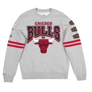 Mitchell & Ness All Over Print Chicago Bulls NBA Mens Basketball Sweatshirt - Grey