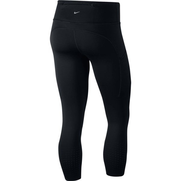 Nike Epic Luxe Mid-Rise Crop Pocket Womens Running Tights - Black/Reflective Silver