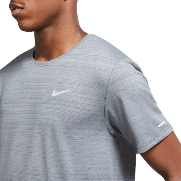 Nike Dri-Fit Miler Mens Running T-Shirt - Smoke Grey/Reflective Silver