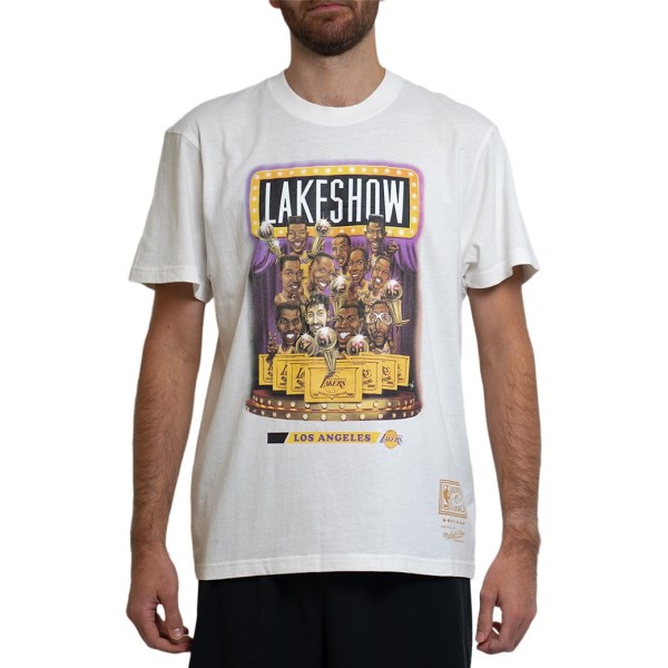 Mitchell & Ness LA Lakers Cartoon Series Mens Basketball T-Shirt - Vintage White