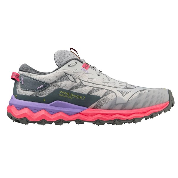 Mizuno Wave Daichi 7 - Womens Trail Running Shoes - Pearl Blue/High Vis-Pink/Purple Punch