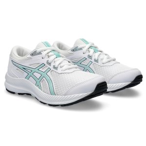 Asics Contend 8 GS - Kids Running Shoes - White/Aurora Green