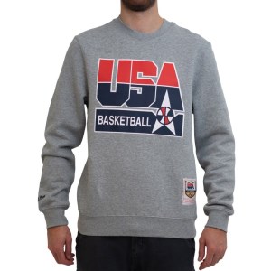 Mitchell & Ness Team USA Crew Mens Basketball Sweatshirt - Grey/Marle