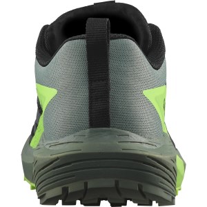Salomon Sense Ride 5 - Mens Trail Running Shoes - Black/Laurel Wreath/Green Gecko