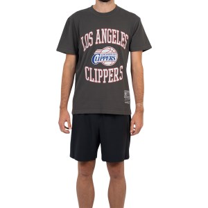 Mitchell & Ness Los Angeles Clippers Vintage Crest Logo Mens Basketball T-Shirt - Vintage Black