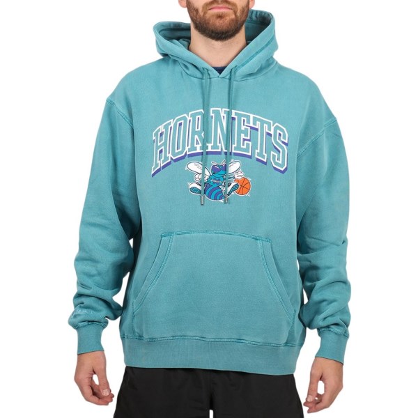 Mitchell & Ness Charlotte Hornets Vintage Keyline Logo Mens Basketball Hoodie - Aqua