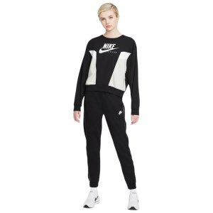 Nike Sportswear Heritage Crew Womens Sweatshirt - Black/Grey Heather/White