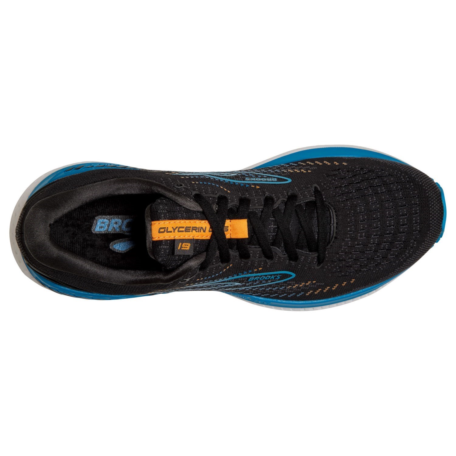 Brooks Glycerin GTS 19 - Mens Running Shoes - Black/Blue/Orange ...