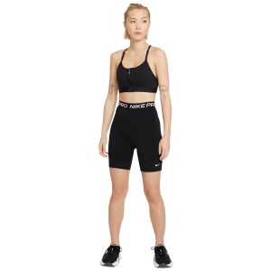 Nike Dri-Fit Indy Zip-Front Light Support Padded Womens Sports Bra - Black/White