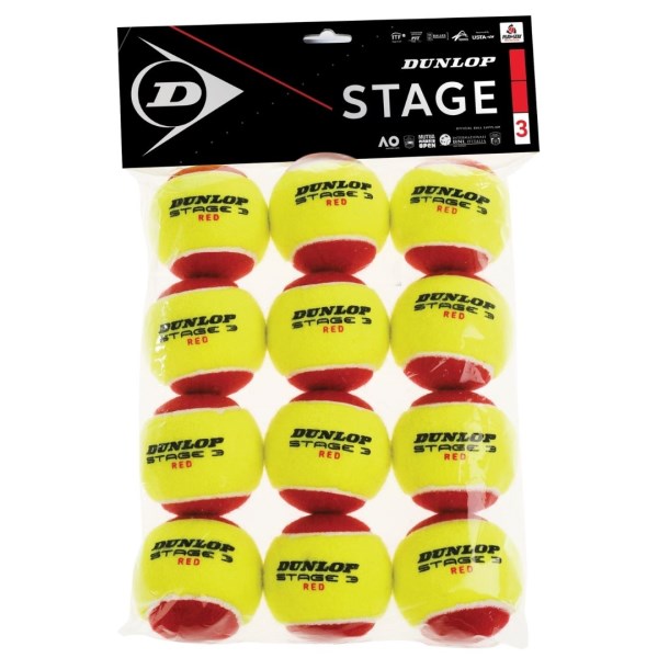 Dunlop Stage 3 Red Tennis Ball - 12 Pack - Red