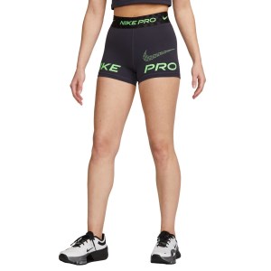 Nike Pro Dri-Fit Graphic Mid-Rise 3 Inch Womens Training Shorts - Gridiron/Black/Green Strike