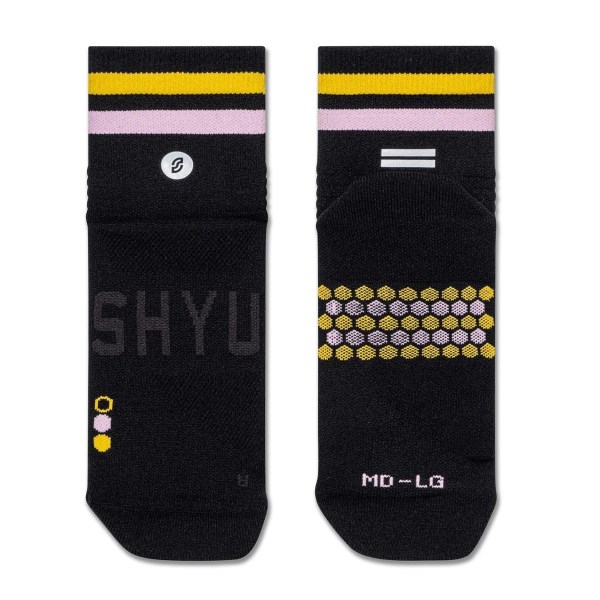 Shyu Quarter Crew Racing Socks - Black/Pastel/Amber