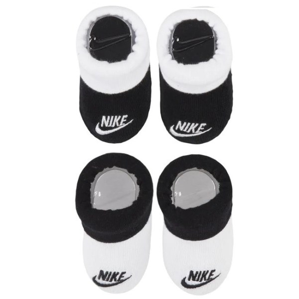 Nike Futura Newborn Baby Booties - 2 Pack - Black/White