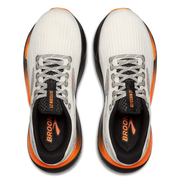 Brooks Glycerin 21 - Womens Running Shoes - Ecru/Orange/Black