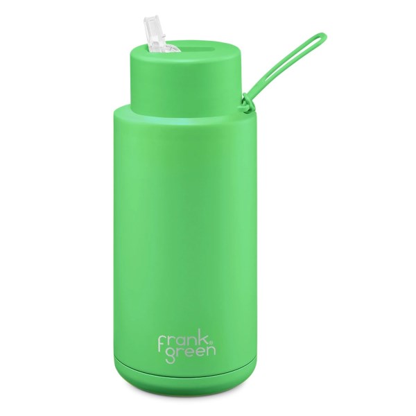 Frank Green Ceramic Reusable Straw Lid 1L Bottle - Neon Green
