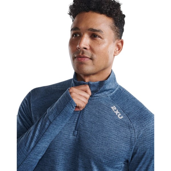 2XU Ignition 1/4 Zip Mens Long Sleeve Running Top - Stormy/Silver Reflective