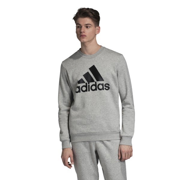 Adidas Badge Of Sport Fleece Crew Mens Sweatshirt - Medium Grey Heather