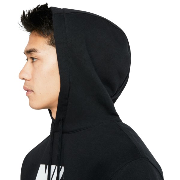 Nike Sportswear Club Fleece Graphic Mens Pullover Hoodie - Triple Black/White