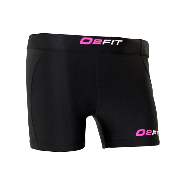 o2fit Womens Compression Half Quad Shorts - Black