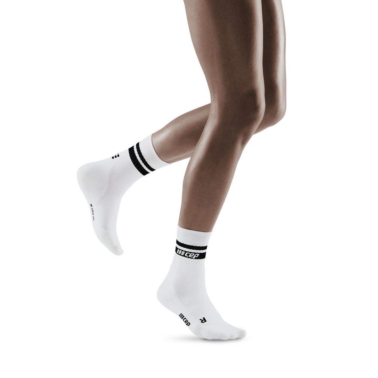 Cep Classic 80s Mid Cut Compression Socks Whiteblack Sportitude