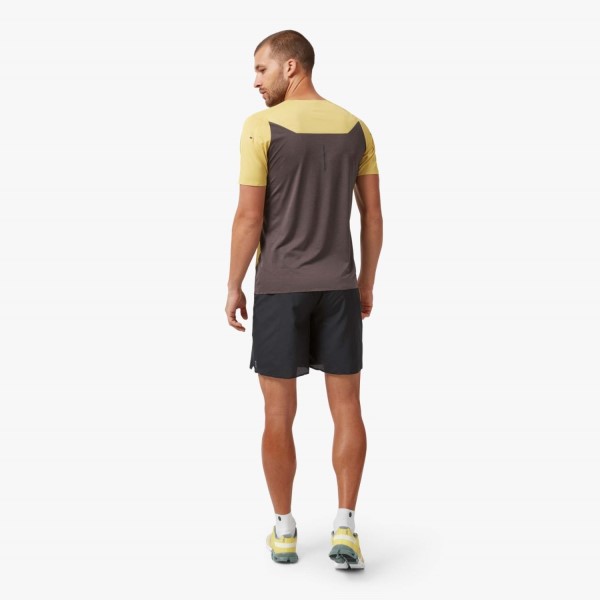 On Running Performance-T Mens Running T-Shirt - Mustard/Pebble