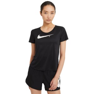 Nike Swoosh Run Womens Running T-Shirt - Black/White