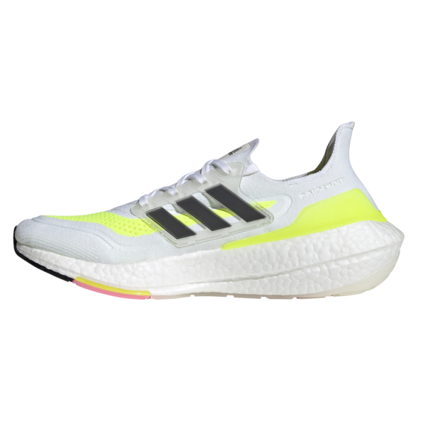 Adidas UltraBoost 21 - Mens Running Shoes - White/Black/Solar Yellow