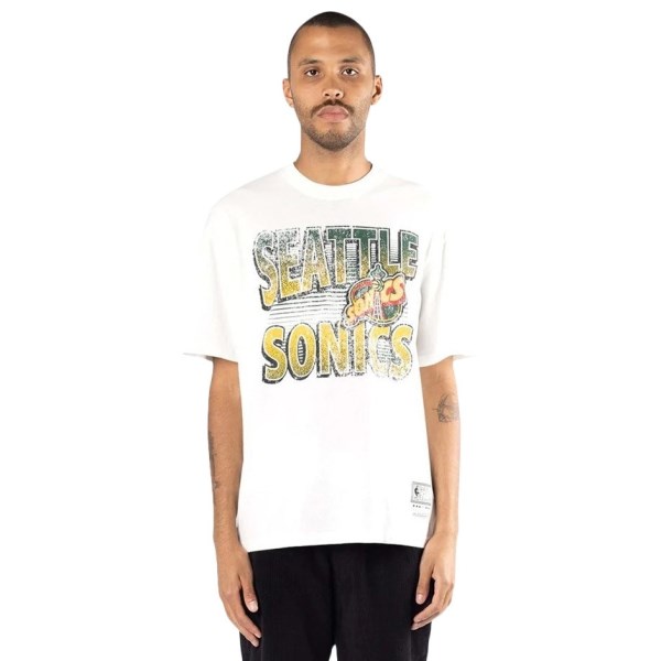 Mitchell & Ness Seattle Supersonics Incline Stack Mens T-Shirt - Vintage White