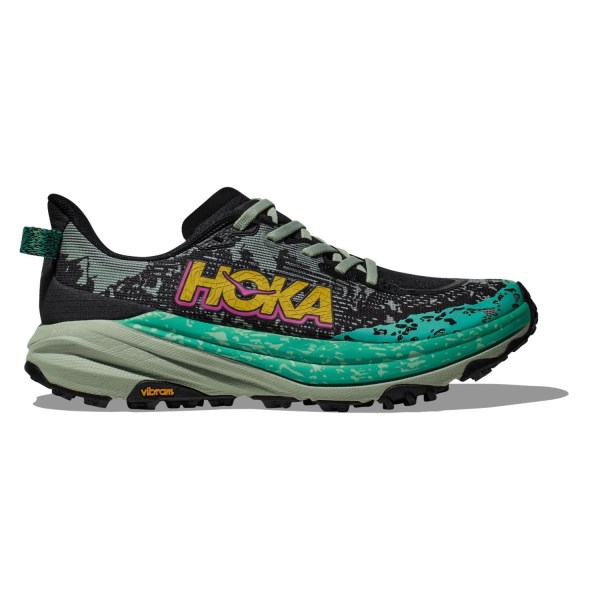 Hoka Speedgoat 6 - Womens Trail Running Shoes - Black/Aloe Vera