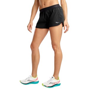 Saucony Outpace 2.5 Inch Split Womens Running Shorts - Black
