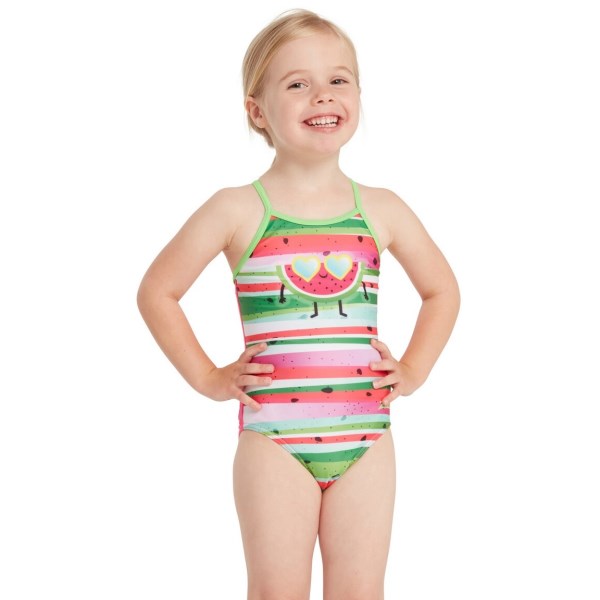 Zoggs Tex Back Kids Girls One Piece Swimsuit - Melon Smile