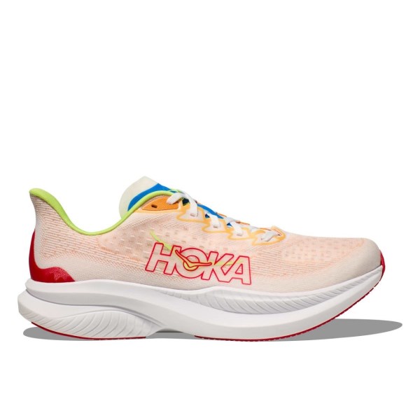 Hoka Mach 6 - Mens Running Shoes - White/Solar Flare