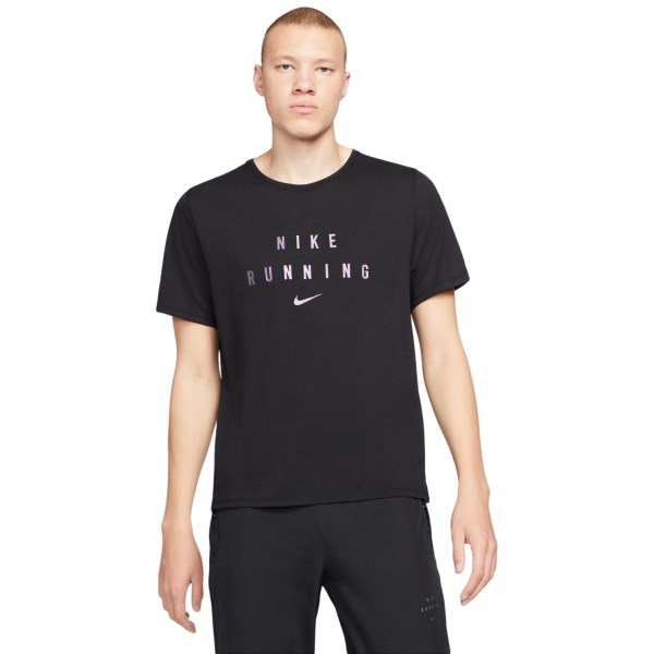 Nike Dri-Fit Miler Run Division Mens Running T-Shirt - Black/Reflective Silver
