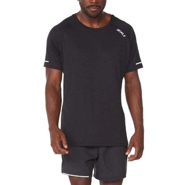 2XU Aero Mens Running T-Shirt - Black/Silver Reflective